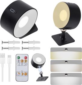 Rechargeable Wall Lights for Bedroom with Remote, 3000mAh Wireless Battery Operated Wall Sconce 3 Color Temperatures