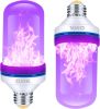 Purple LED Flame Light Bulbs - Flickering, Gravity Sensing, E26 Base, Holiday & Valentine Decoration (2Pack)