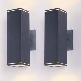 mirrea Modern Outdoor Porch Light Patio Light in 2 Lights with Aluminum Rectangular Tube and Tempered Glass Cover Waterproof Wall Sconce 2 Pack (