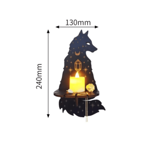 Handmade wooden display rack - Wall mounted display rack - Decorative wooden wall rack - Crystal stone storage rack - Hanging candle holder wall decor (Color: Wolf)
