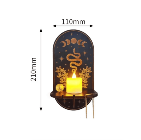 Handmade wooden display rack - Wall mounted display rack - Decorative wooden wall rack - Crystal stone storage rack - Hanging candle holder wall decor (Color: Snake)