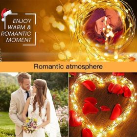 1pc 2032 Button Battery Copper Wire Lamp Romantic Interior Decoration Light Valentine's Day Bouquet Decoration Light Shopping Mall Atmosphere Lig (Color: Warm White, size: 1m/3.28ft)