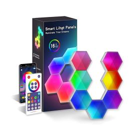 Intelligent LED Odd Light Panel; Color Hexagonal Honeycomb LED Lamp; Electric Competition Atmosphere Lamp; Modular Wall Panel Lamp; Ceramic Tile (Quantity: 10 PCs)