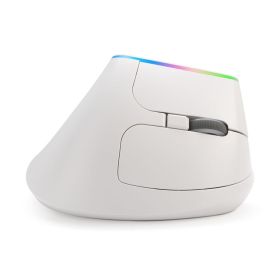 DeLUX M618DB Ergonomic Vertical Mouse Rechargeable Wireless 2.4GHz Gaming Mouse RGB 1600 DPI Vertical Mice For PC Laptop (Color: White)