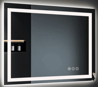 LED wall mirror with three-color temperature (RGB) and smart touch button control, featuring dimmable, anti-fog (S1R5070UL20"x28": 005S1R5070UL20"x28")