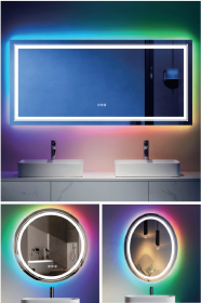 Tempered glass three-color RGB touch-controlled mirror with LED bathroom mirror, adjustable brightness, anti-fog and anti-breakage, memory functi (S3R5171UL20"x28": S3R12177UL48"x30")