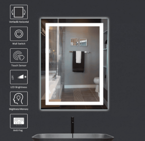Tempered glass three-color RGB touch-controlled mirror with LED bathroom mirror, adjustable brightness, anti-fog and anti-breakage, memory functi (S3R5171UL20"x28": S3R12181UL48"x32")