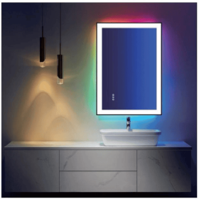 Tempered glass three-color RGB touch-controlled mirror with LED bathroom mirror, adjustable brightness, anti-fog and anti-breakage, memory functi (S3R5171UL20"x28": S3R10177UL40"x30")