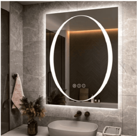 Tempered glass three-color RGB touch-controlled mirror with LED bathroom mirror, adjustable brightness, anti-fog and anti-breakage, memory functi (S3R5171UL20"x28": S3R9191UL36"x36")