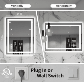 Tempered glass three-color RGB touch-controlled mirror with LED bathroom mirror, adjustable brightness, anti-fog and anti-breakage, memory functi (S3R5171UL20"x28": S3R8191UL32"x36")