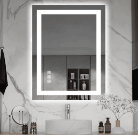 Tempered glass three-color RGB touch-controlled mirror with LED bathroom mirror, adjustable brightness, anti-fog and anti-breakage, memory functi (S3R5171UL20"x28": S3R121101UL48"x40")