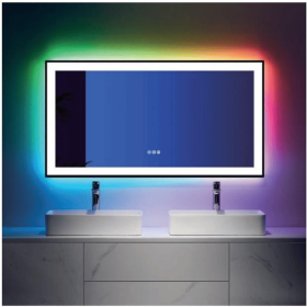 Tempered glass three-color RGB touch-controlled mirror with LED bathroom mirror, adjustable brightness, anti-fog and anti-breakage, memory functi (S3R5171UL20"x28": S3R5171UL20"x28")