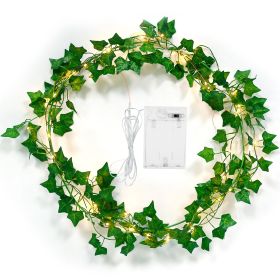 Artificial Ivy Solar Powered String Lights 72Pcs Leaves 20Pcs LED Beads Fake Leaf Fairy Lamps IP65 Waterproof DIY Decorative Night Light For Wedd (Color: Multi, size: One size)