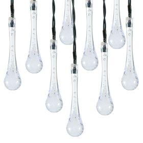 Outdoor Solar String Lights 21 Feet 30 LEDs Water Drop Solar Powered Lights Waterproof Solar Fairy Lights Decorative Solar Powered Lights for Hom (Color: Cold, size: One size)