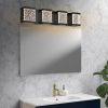 6 Lights Bathroom Light Fixtures,39-Inch Modern Bathroom LED Vanity Light Black,LED Crystal Glass Bathroom Light Fixtures Over Mirror