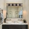 6 Lights Bathroom Light Fixtures,39-Inch Modern Bathroom LED Vanity Light Black,LED Crystal Glass Bathroom Light Fixtures Over Mirror